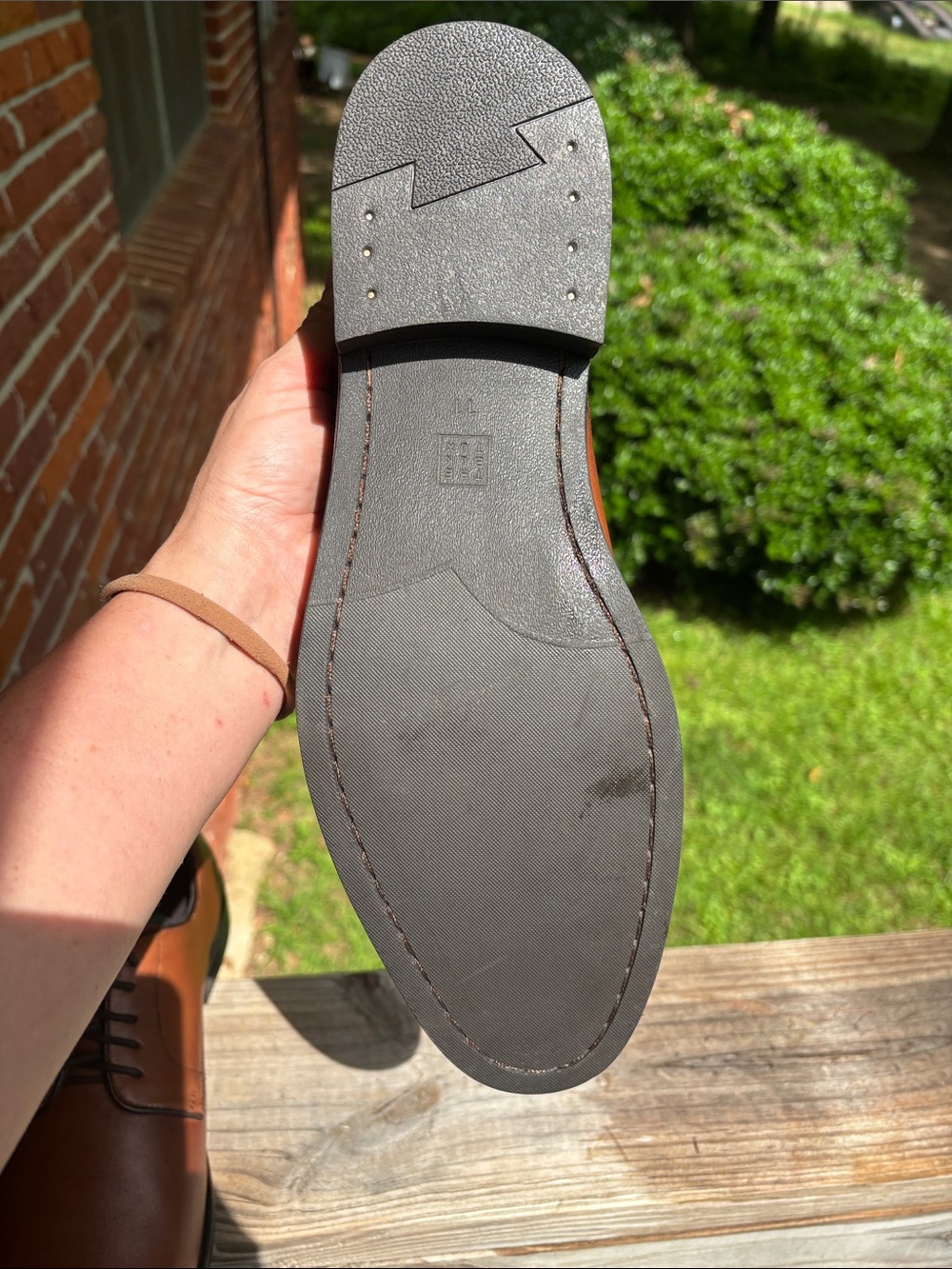 The Black Tux | Men's Tan Leather Derby Shoes — Classic Lace-Up Dress Oxfords - Picture 8 of 10